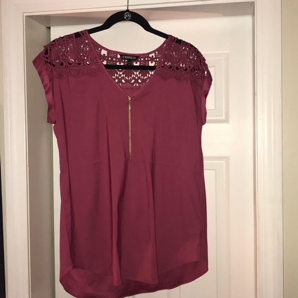 Express Women's Pink Lace Detail Top - Picture 1 of 4